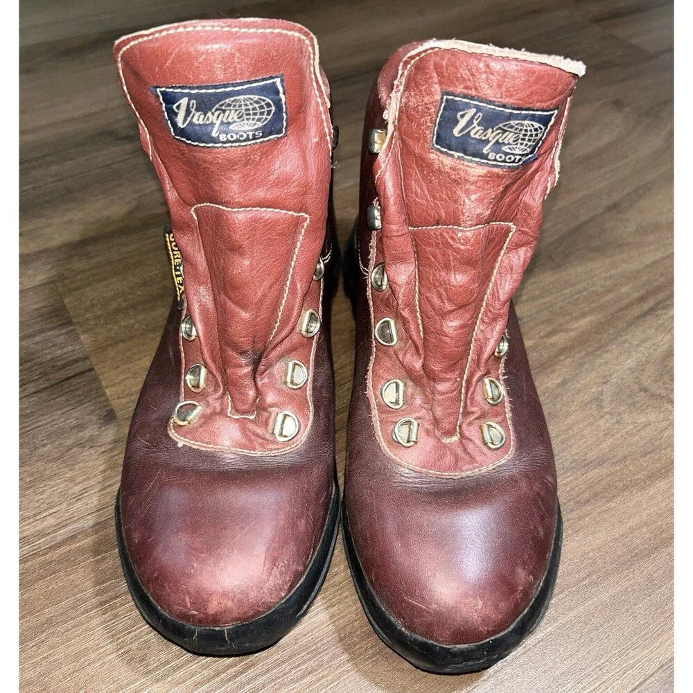 VTG Vasque Skywalk Sundowner 8 M Hiking Boots Burgundy Leather Gore-Tex Italy